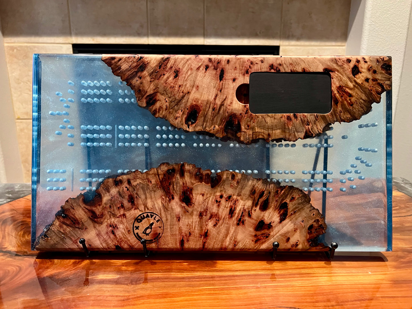 Madrona Burl and Epoxy Cribbage Board