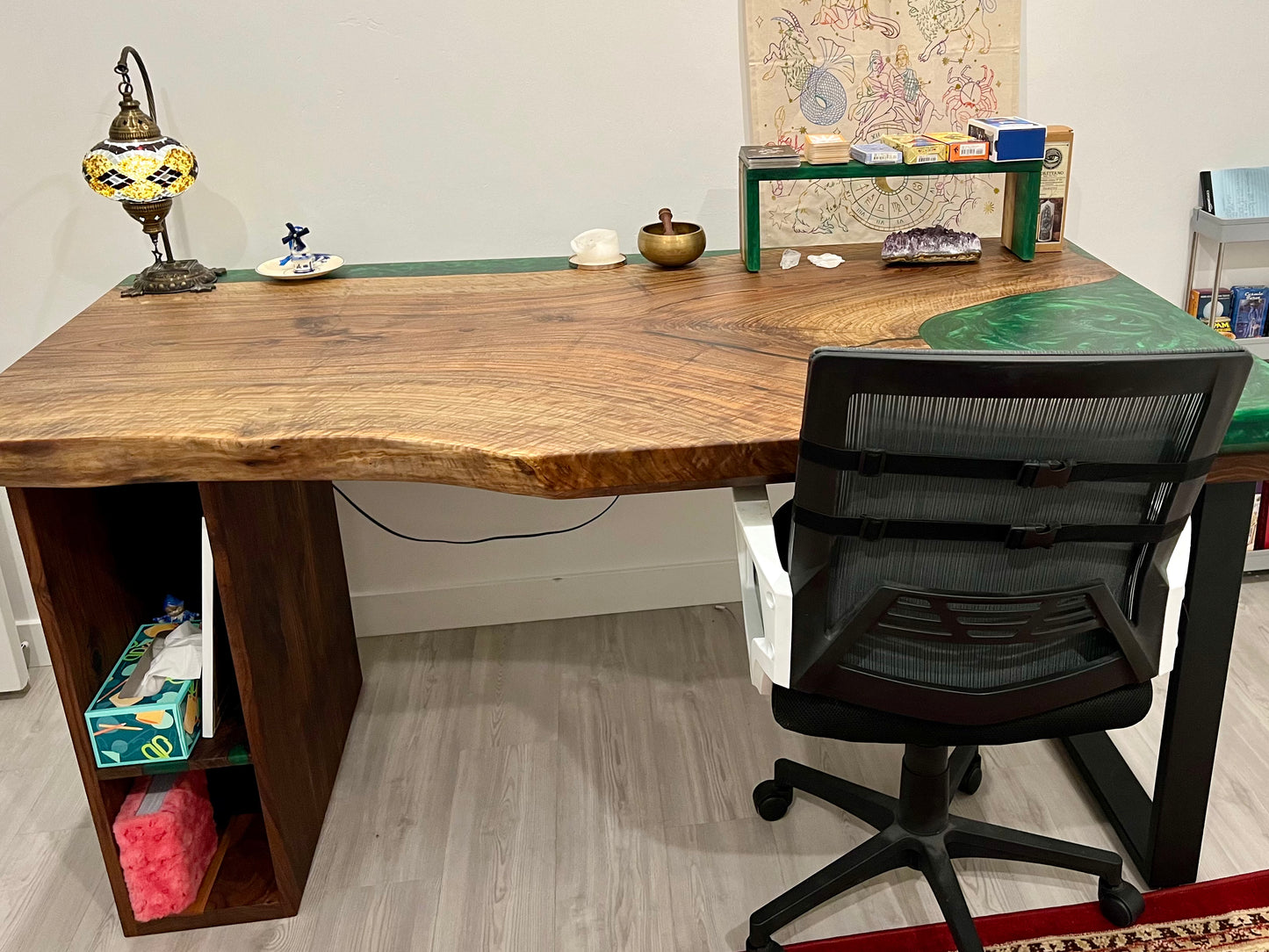 Live Edge English Walnut and Epoxy Desk