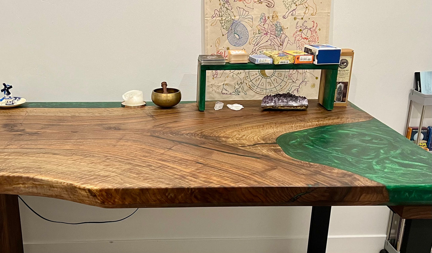 Live Edge English Walnut and Epoxy Desk