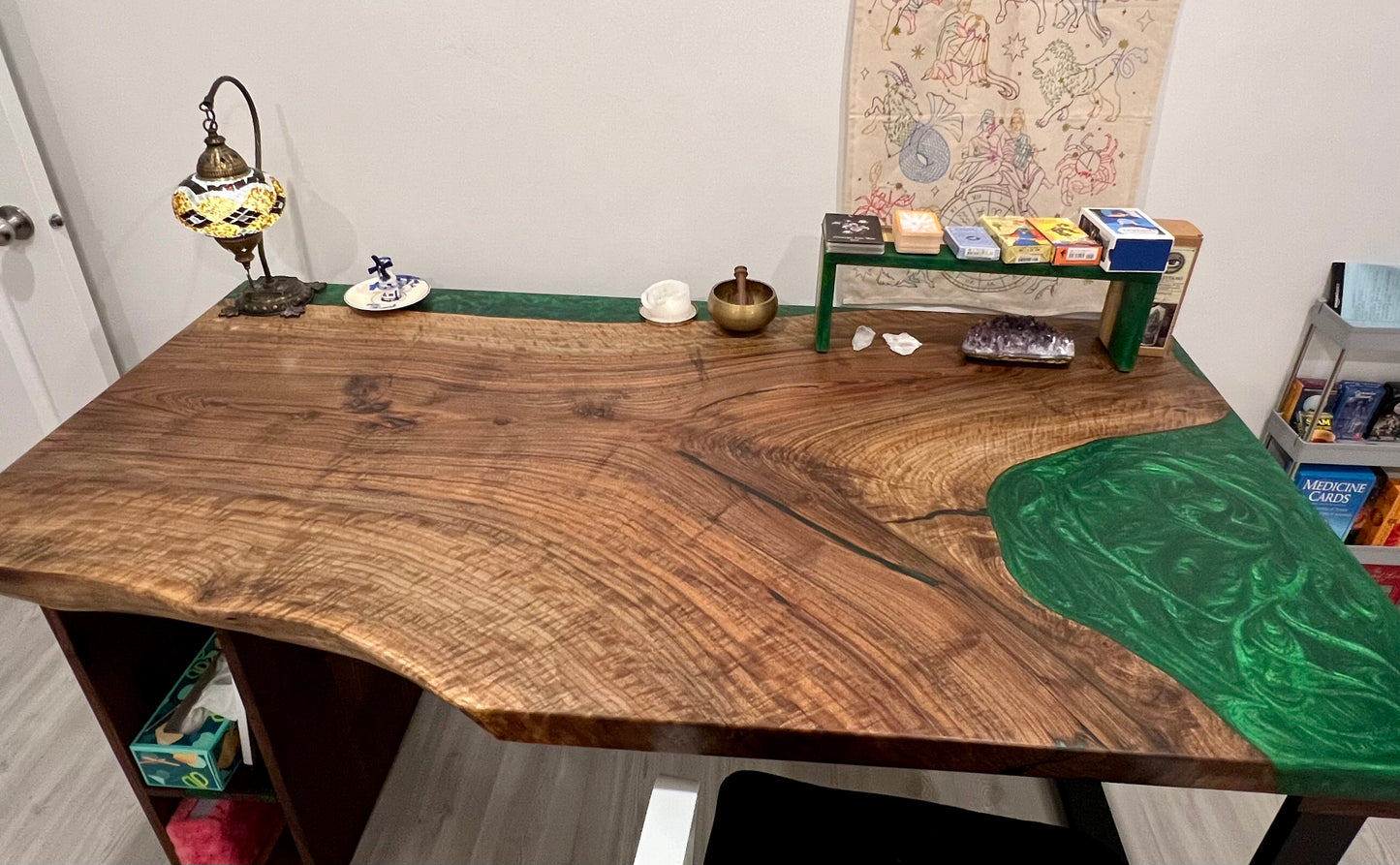 Live Edge English Walnut and Epoxy Desk