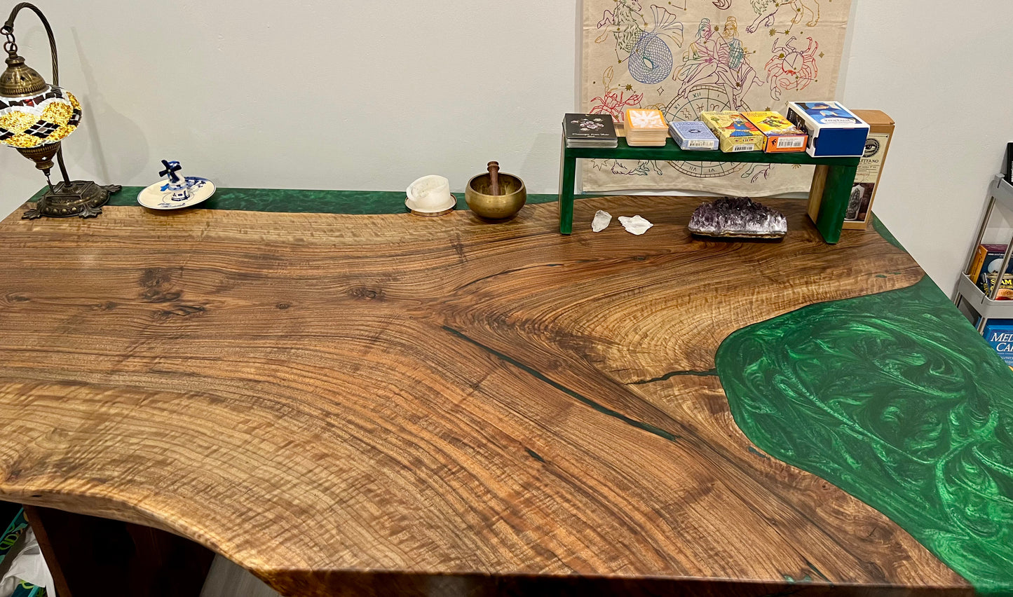 Live Edge English Walnut and Epoxy Desk